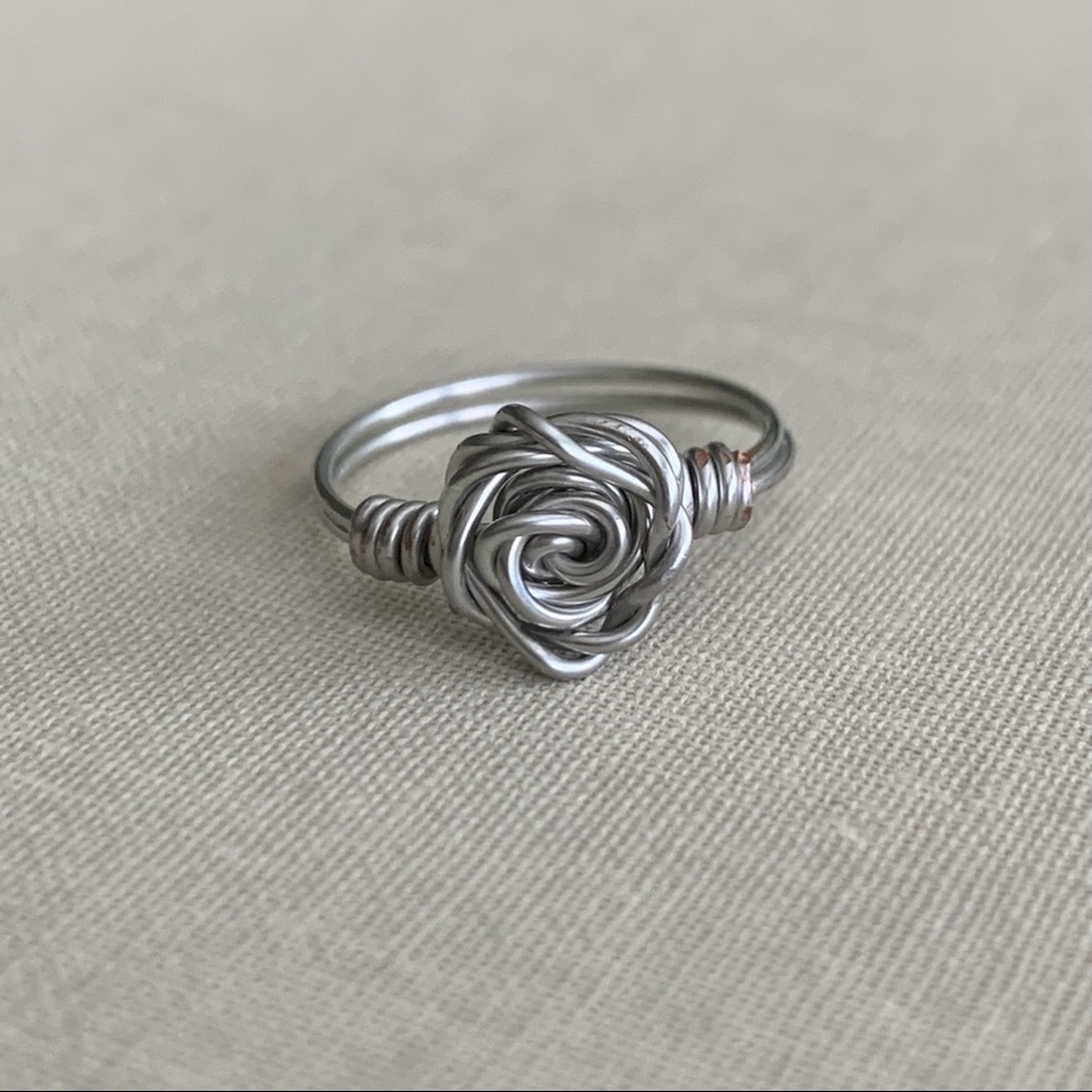 Handmade Wire Wrapped Silver Rose Ring